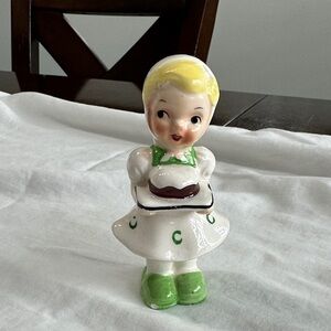 Vintage Ucagco "Chore Girl" Ceramic Figurine, Made in Japan